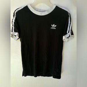 Adidas black shirt, black and white, women’s